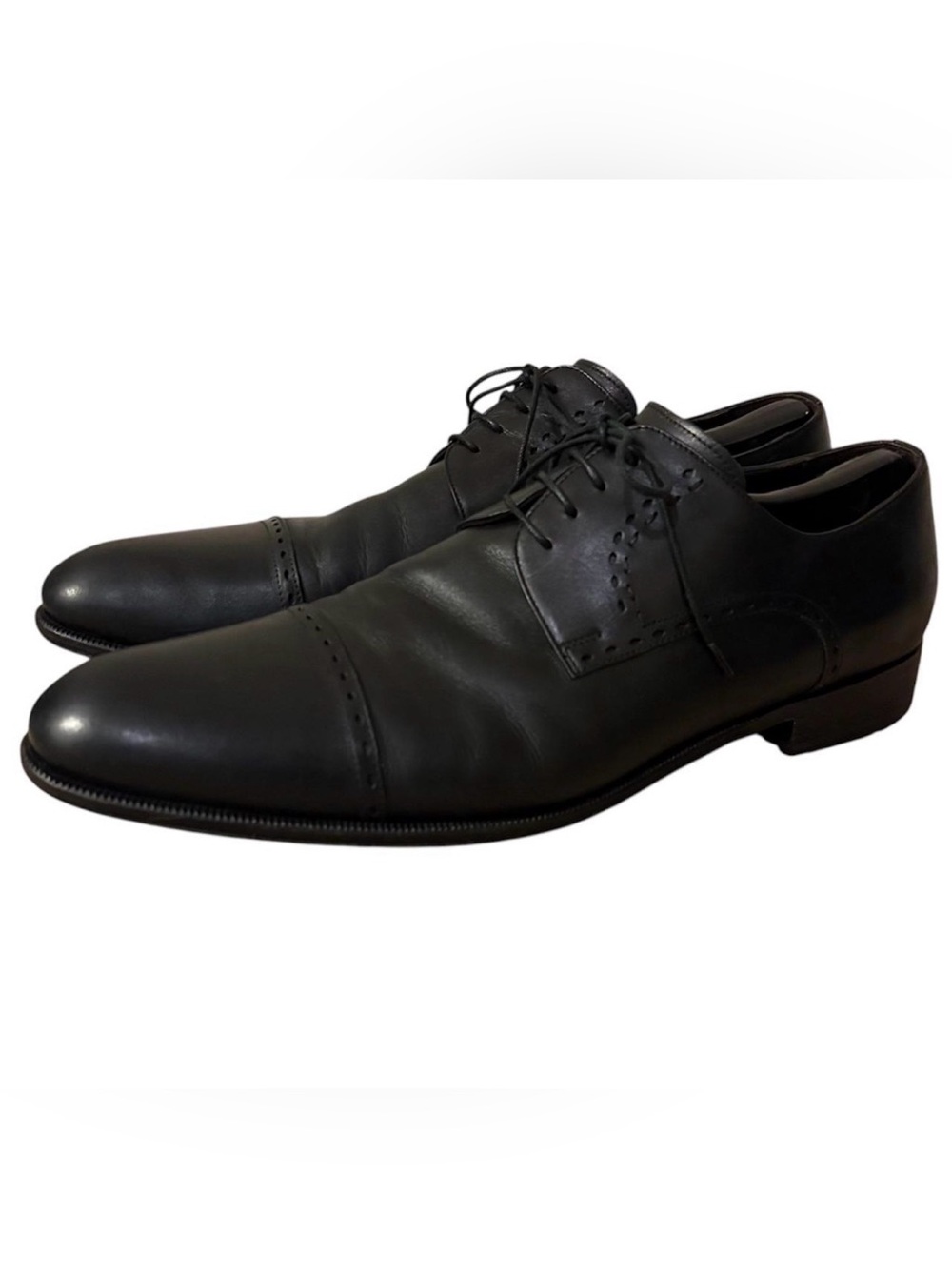 Bruno Magli Cap Toe Oxford Dress Shoes Mens Size 13 M Black Nappa Leather ITALY